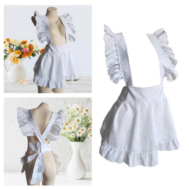 Waist Apron for Women Half Apron Maid Apron Costume, Cooking Waist Apron Ruffled Waist Apron Maid Cosplay Costume