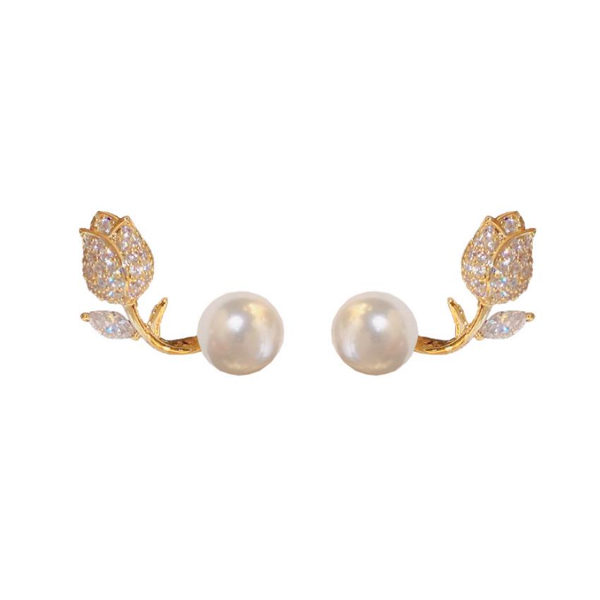 Stylish Tulip Pearl Stud Earrings for Women - Niche Design, Elegant, Versatile, 2022 New Collection