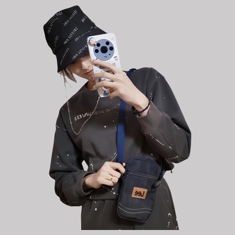 New Lee Denim Shoulder Bag, Crossbody Bag With Cell Phone Pouch Regular Unisex Dark Blue LE210175M-503