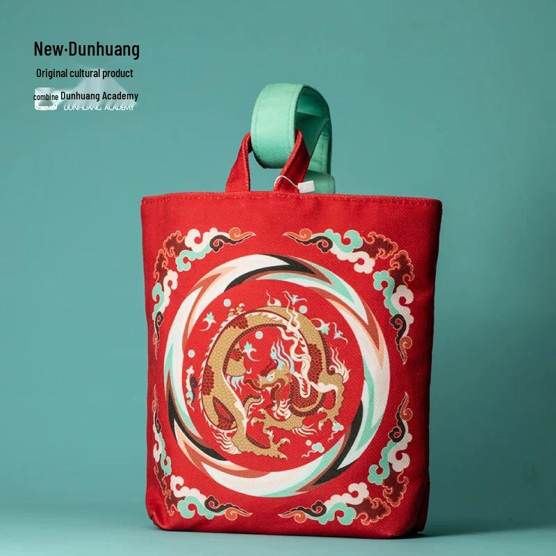 Dunhuang Auspicious Dragon Velvet Tote Bag