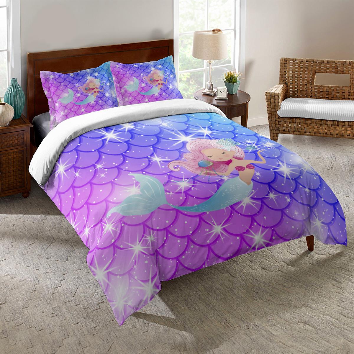 

Dream Sparkle с узором русалки в стиле мультфильма Пододеяльник: одноместное, двойное, двуспальное, полное, королевское