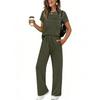 2026 New Spring-Summer Women's Casual Set: Short Sleeve Top & Wide Leg Long Pants