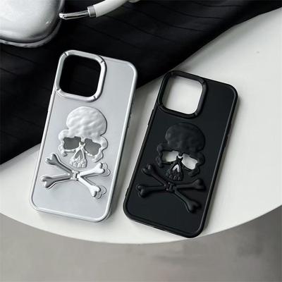3D Skull Ghostface Case for iPhone 16 15 13 12 11 14 ProMax with Stand Fashion Hollow Slim Shockproof Protective Soft Cover