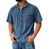 Men's Vintage Button Down Bowling Shirts Short Sleeve Summer Beach Shirt