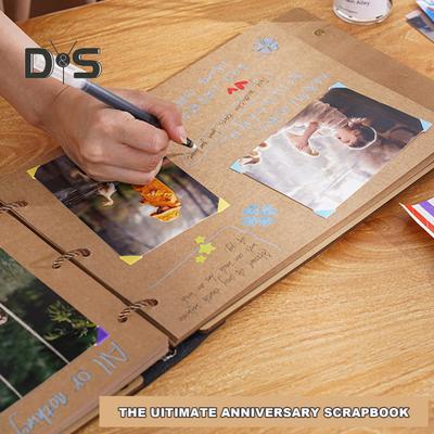 Sammelalbum Fotoalbum DIY Hardcover Loseblatt Vintage Kraftpapier Schnürung Hochzeit Reise Baby Familie Kinder Jahrestag Bildersammlung Buch