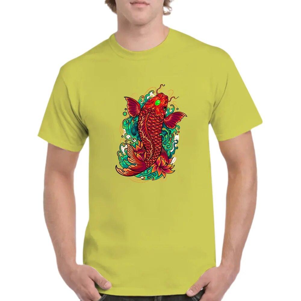 2023 Sommer-Paar-Rundhalsausschnitt, kurzärmeliges Herren- und Damenoberteil, lockerer Koi-Aufdruck, bequemes, schnell trocknendes T-Shirt mit Rundhalsausschnitt