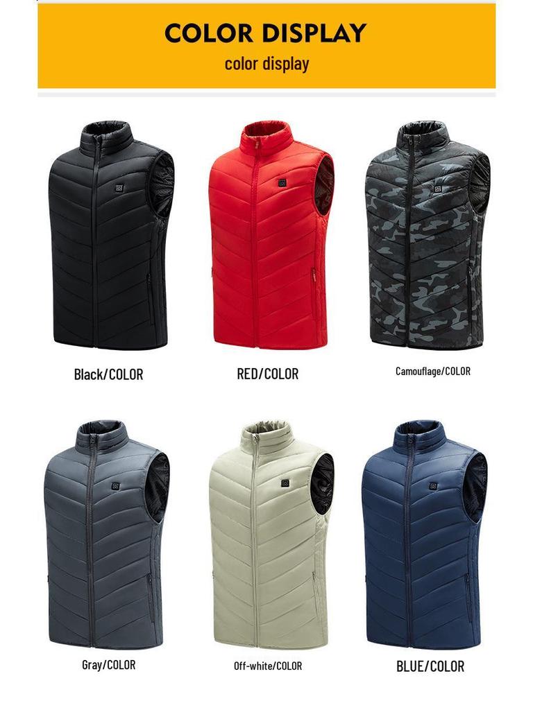 Vyhřívaná vesta se stojáčkem s USB nabíjením pro stálé teplo