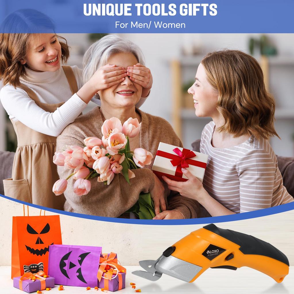 VLOXO Electric Cardboard Rechargeable Scissors for and Rechargeable Electric Work Tool Cutter, Cardboard, Fabric, Carpet, Cardboard, Plastic, More,