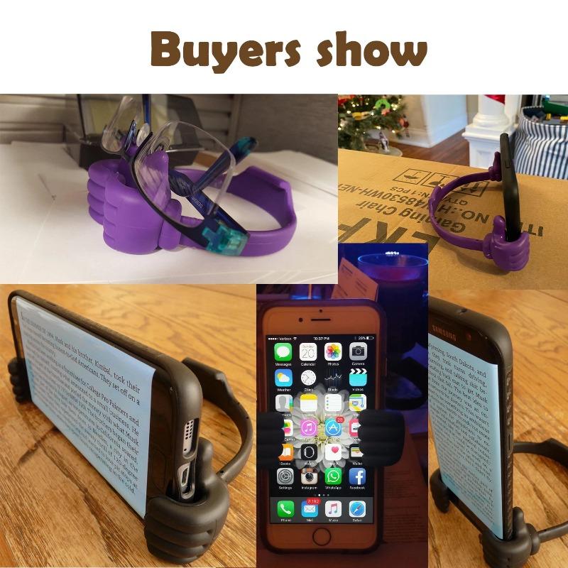 Thumbs-up Phone Stand: Adjustable Plastic Holder, Portable Desktop Stand for iPhone, Xiaomi & Samsung
