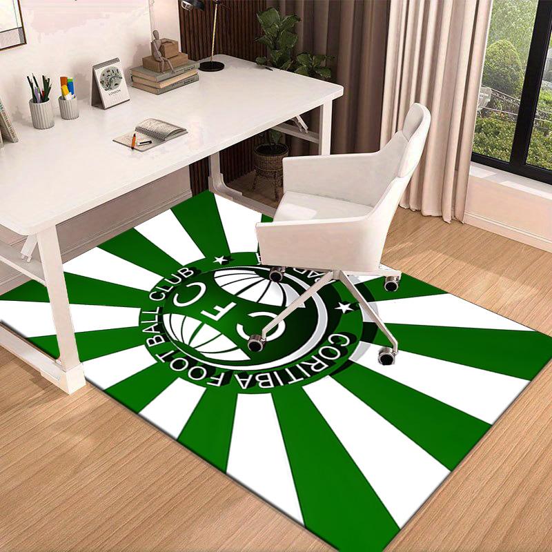 Green Football Club Emblem Printed Area Rug for Office, Chair Rug, Decorative Carpet Floor Mat, Large Size Fan gifts Christmas gifts