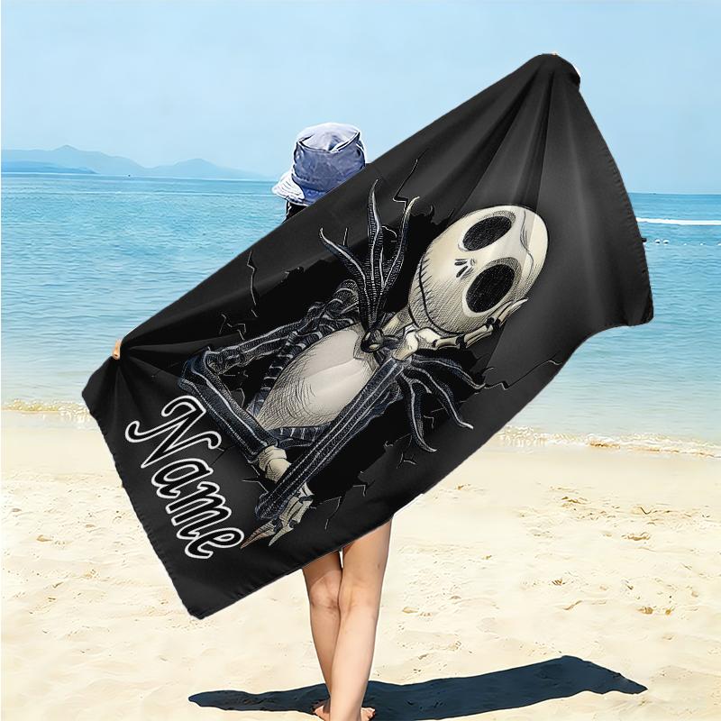 Personalized Nightmare Before Christmas Art Beach Towel Microfiber Beach Towel Thin Absorbent for Beach Swimming Yoga Bath Sports. 0910234