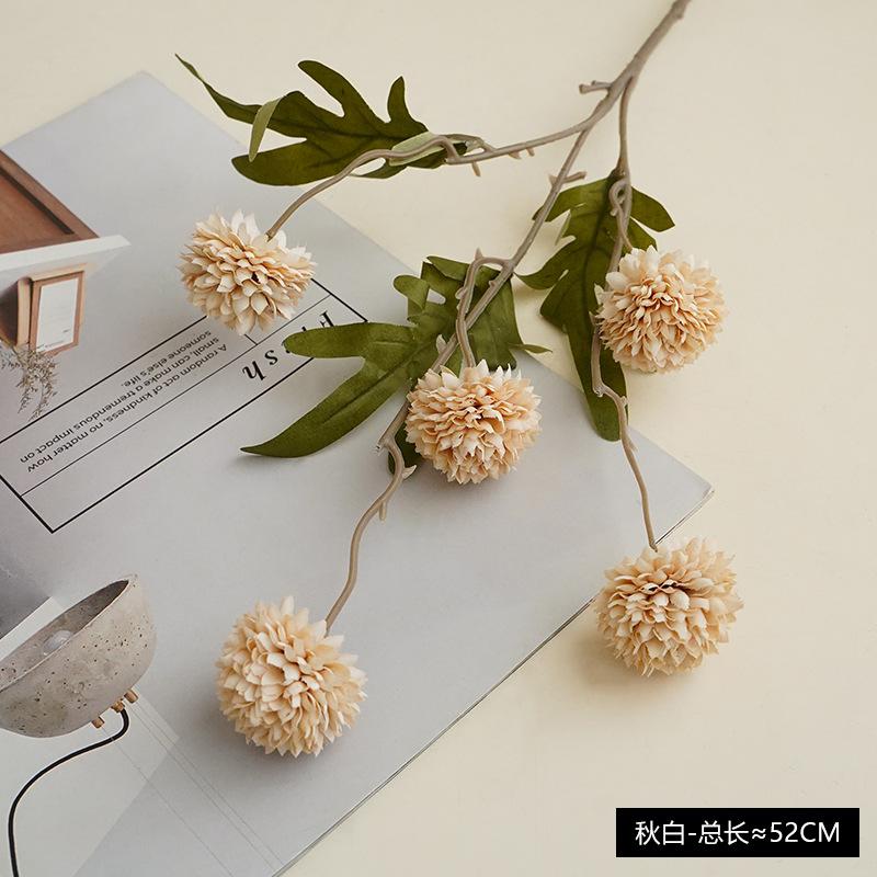 Simulation 5 head dandelion wedding decoration mini table tennis chrysanthemum silk flower autumn color small ball chrysanthemum simulation flower