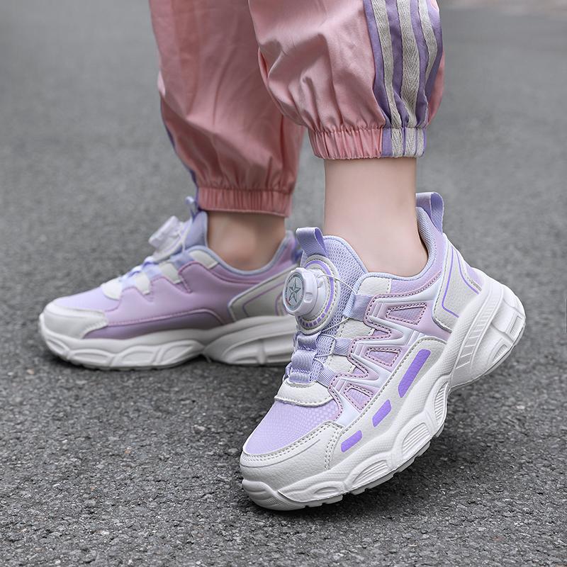 Girls Sports Shoes Lightweight Leather Kids Sneakers Casual Pink Children Anti-slip Walking Running Shoes