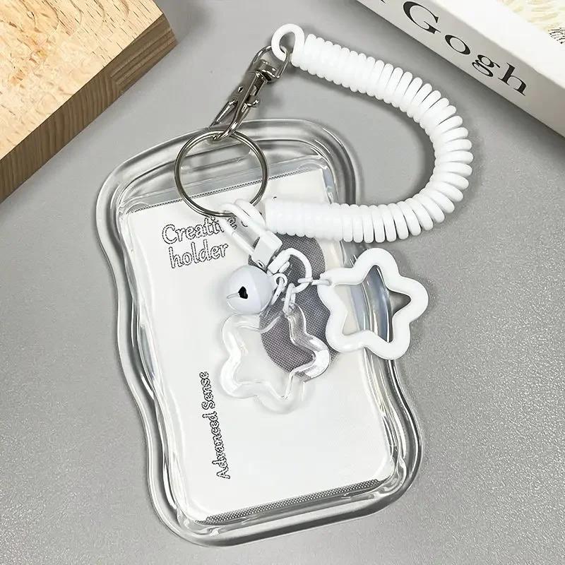 Bus Card Student Card Case Photo Protector Creative Design Kpop Photocard Holder Transparent Card Holder Keychain Photo Sleeves