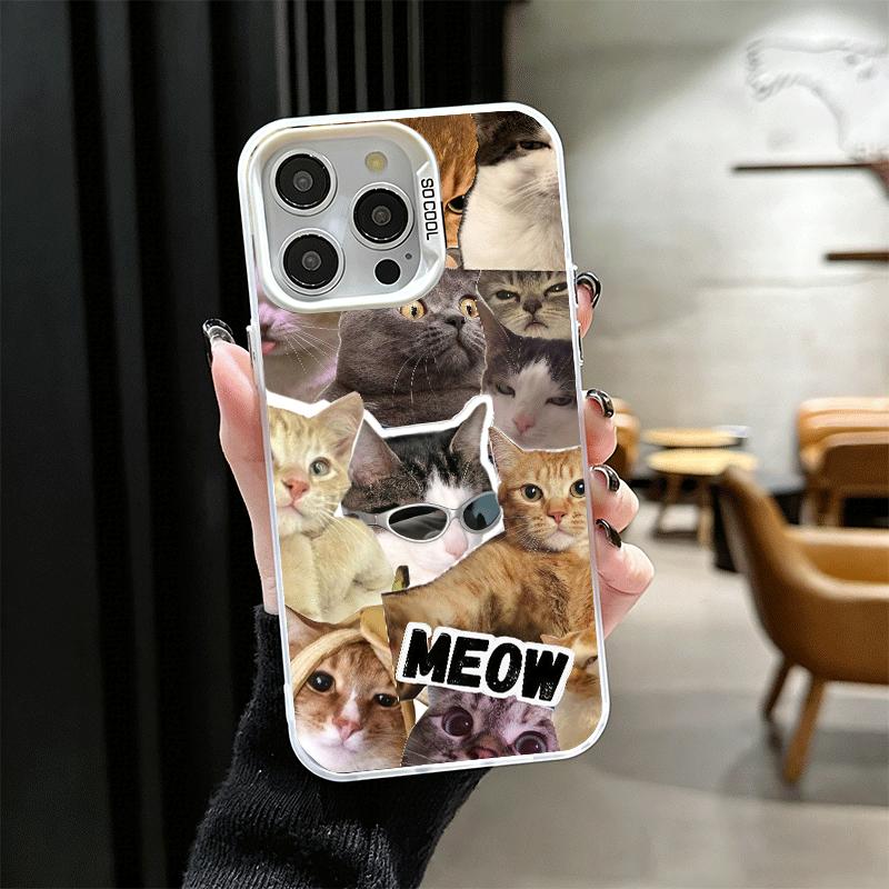Crying Cats Combine Memes Soft Phone Case for iPhone 15 16 17 Pro Max 17Air 16E 14 Plus 13 12 Mini Shockproof Cover Back Shell