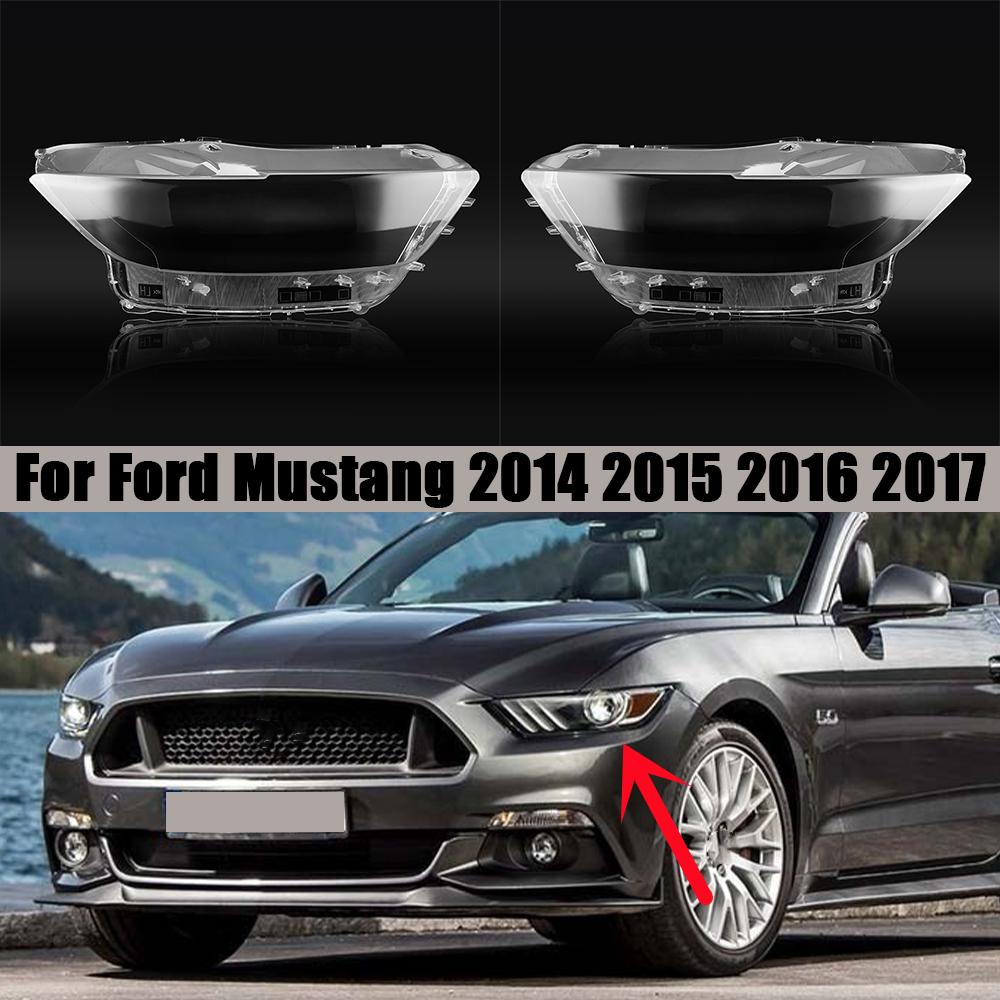 For Ford Mustang 2014 2015 2016 2017 Front Headlamp Cover Lamp Shade Headlight Shell Lens Plexiglass Replace Original Lampshade