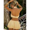 Outfitgirl5 Yellow Halter Backless Ultra Short Vest Bubble Skirt Short Skirt Casual Vacation Style Suit