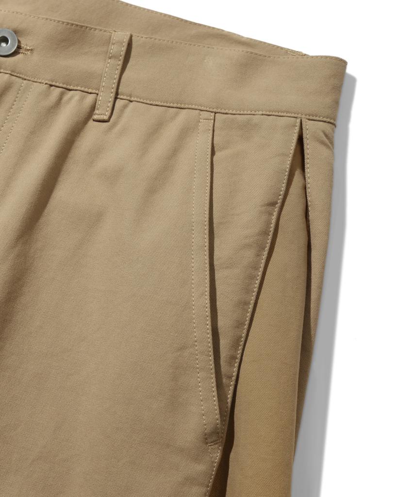 TRILLION Side Tuck Snap Button Wide Cotton Pants (Beige)
