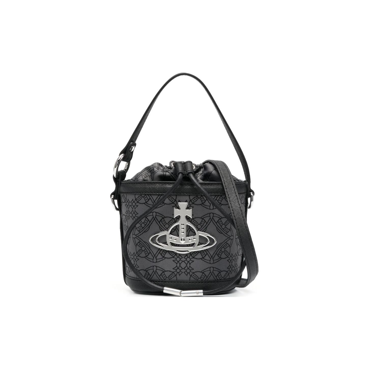 

VIVIENNE WESTWOOD Daisy All Over Print Drawstring Closure Recycled Polyester Bucket Bag Women Bags Gray Black 4302002BW00IGN201 Basic Set (Bag+Dust Bag)