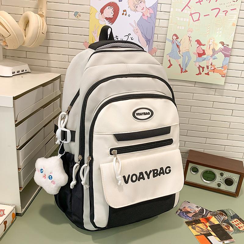 Schoolbagins cute schoolbag women's new lightweight Mori versatile contrasting color middle and high school students backpack large capacity backpack