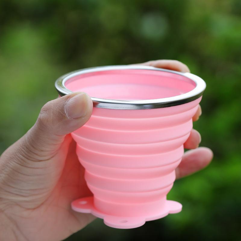 180Ml Portable Silicone Folding Water Cup Heat Resistant Foldable Mug With Lid For Outdoor Travel Drinking