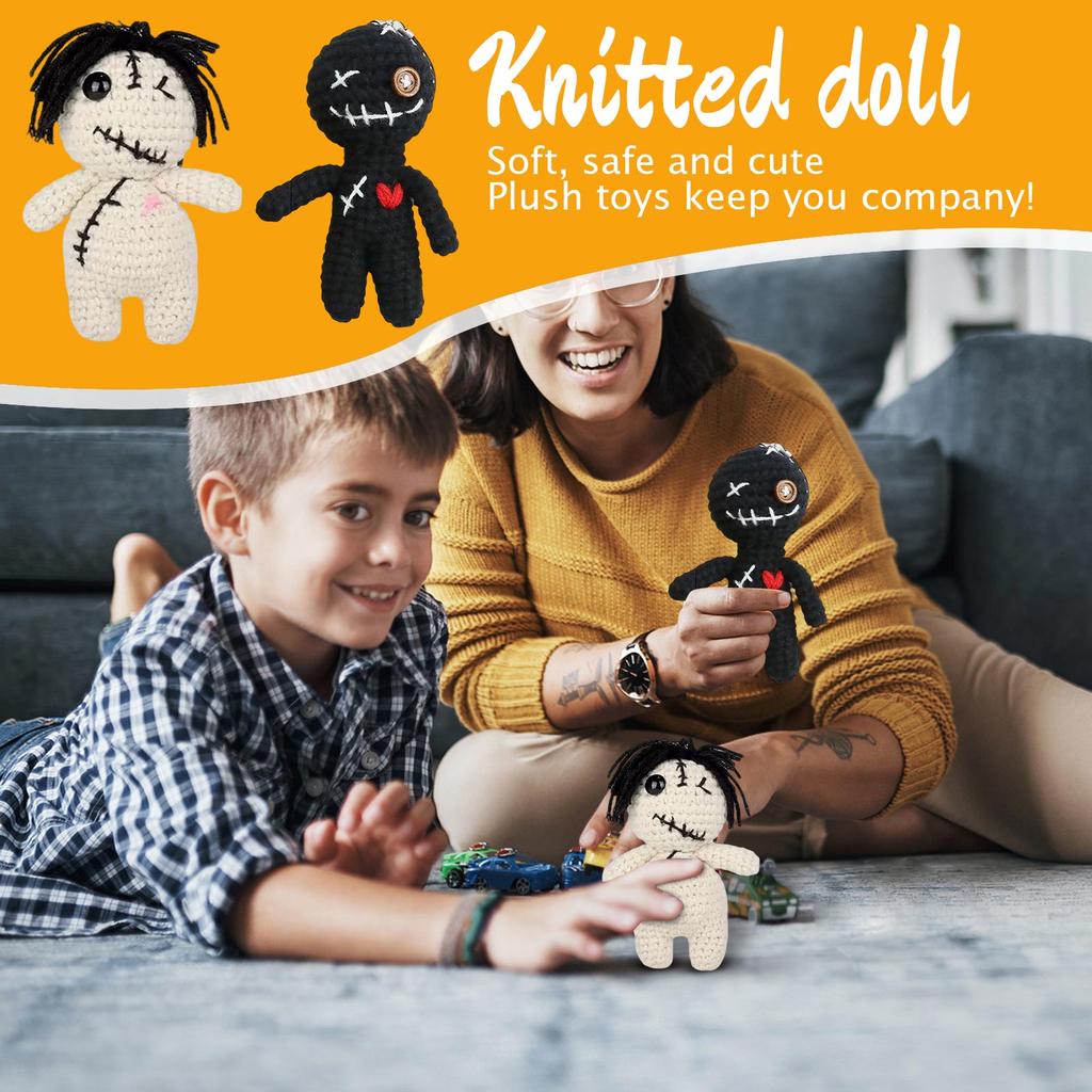 Knitted Yarn, Stitched Dolls, Knitted Halloween Toys, Yarn Hooks, Yarn Dolls, Finished Products
