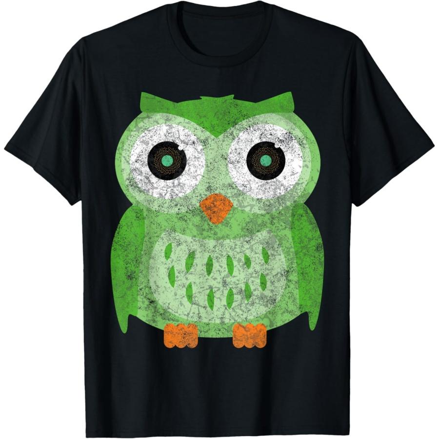 Large Green Owl For Any Owl Fan - Vintage Owls T-Shirt S