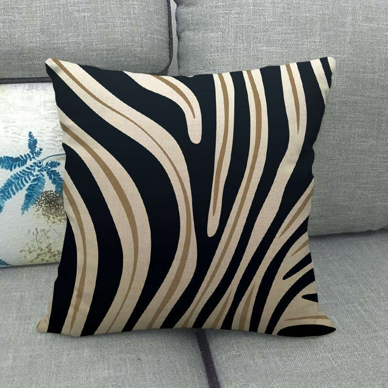 Black And White Leopard Print Spots Digital Printing Short Plush Pillow Covers For Car Sofa Office Cushion Cover Home Goods