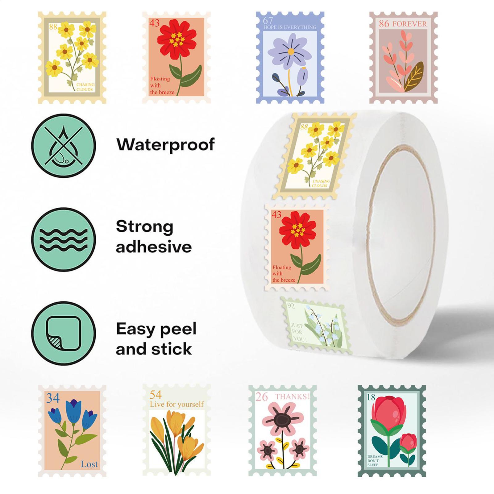 

500 Sheets/roll Flower Stamp Stickers Aesthetic Graffiti Decal DIY Scrapbook Decorative Envelopes Sealing Floral Stamp Stickers CN