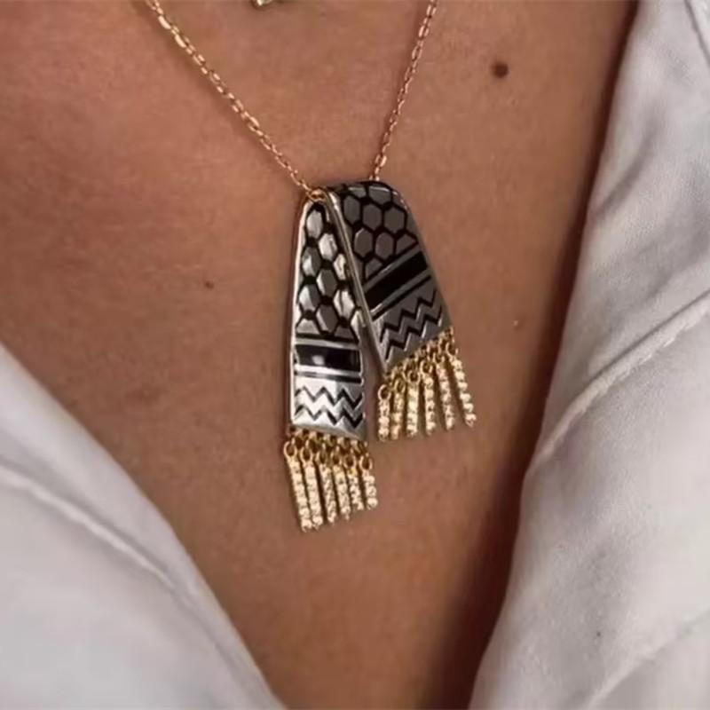 Palestine Scarf Pendant Chain Necklace For Women Palestine Series Products Zircon Accessories
