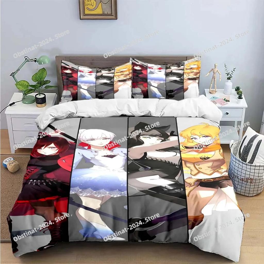 3D Fashion Cartoon R-RWBY Bedding Set Printed Bed Set With Pillowcase Bed Duvet Cover Soft Single Double Queen Super King Size