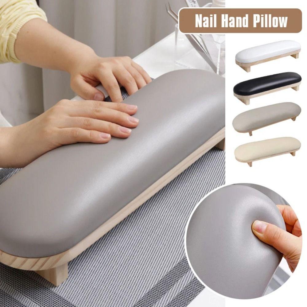 Wood Stand Manicure Hand Pillow PU Leather Manicure Table Mat Nail Art Hand Cushion  For Two Hands