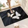 American Farmhouse Floral Doormat, 2D Wood Flower & Butterfly Non-Slip Home Entryway Rug  Floor Mat Kitchen Mat Door Mat