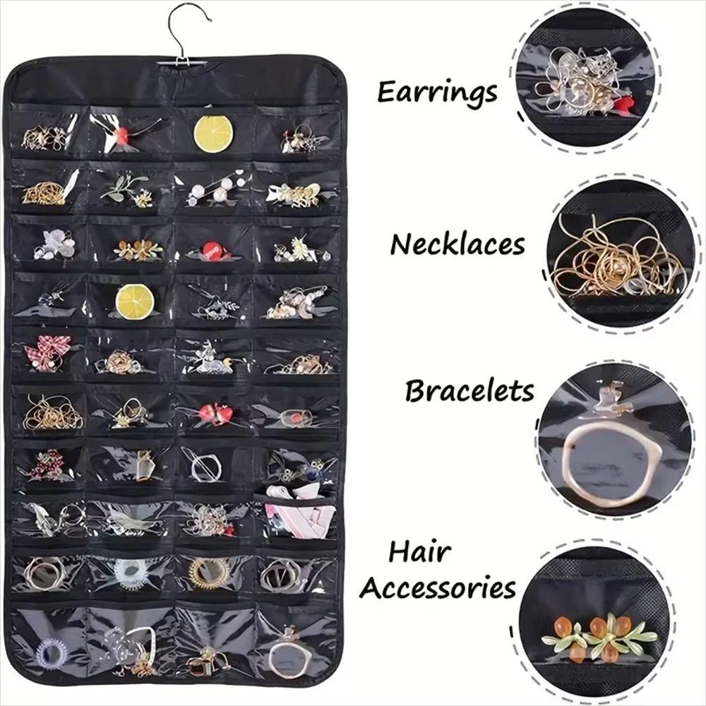 Large Capacity Jewelry Storage Bag Foldable Jewelry Display Holder Hanging Storage Bag  Home Use
