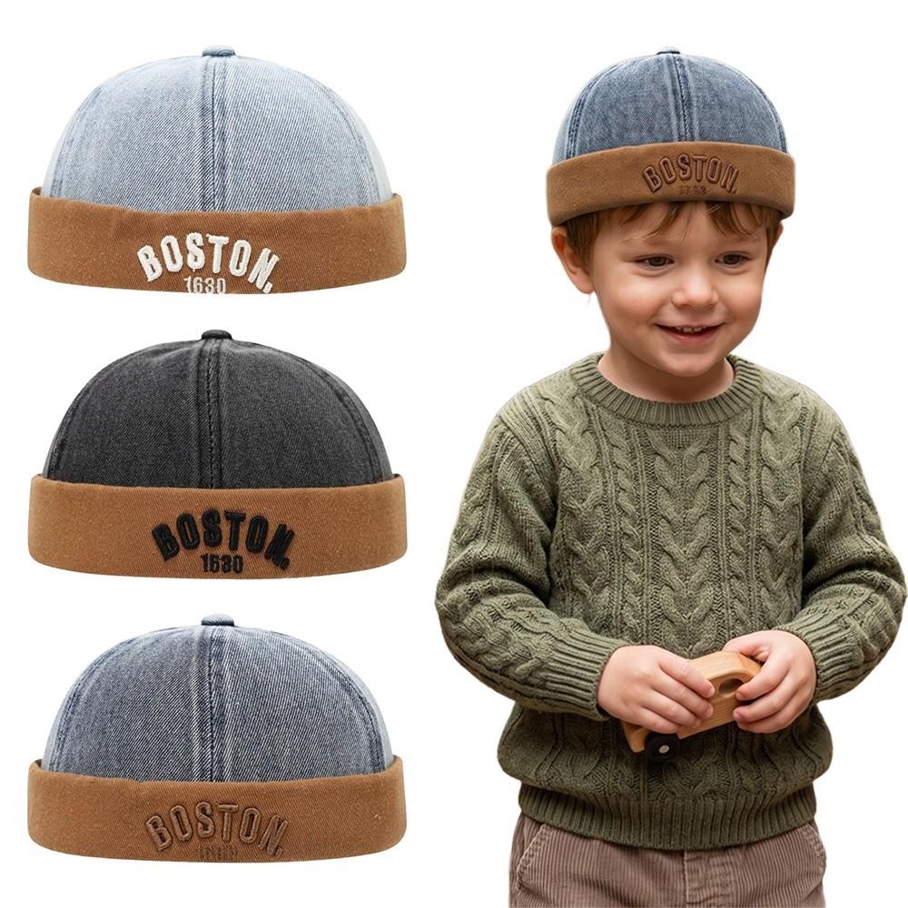 Verstellbare Kinder Melon Beanie mit Buchstabenstickerei Eimerhut für Kleinkind Junge Mädchen
