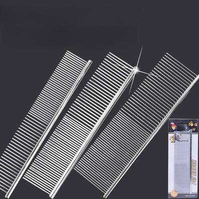 Electroplated Stainless Steel Pet Comb Sparse Dense Double Teeth Dog Cat Detangling Fluffy Hair Grooming Tool