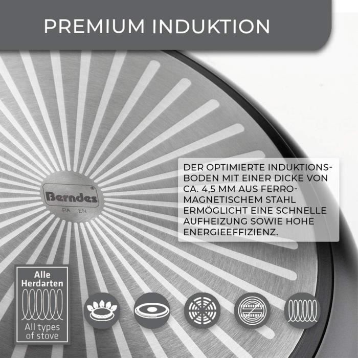 Berndes Balance Enduro Batterie De Cuisine 7 Pièces Avec Couvercle En Verre