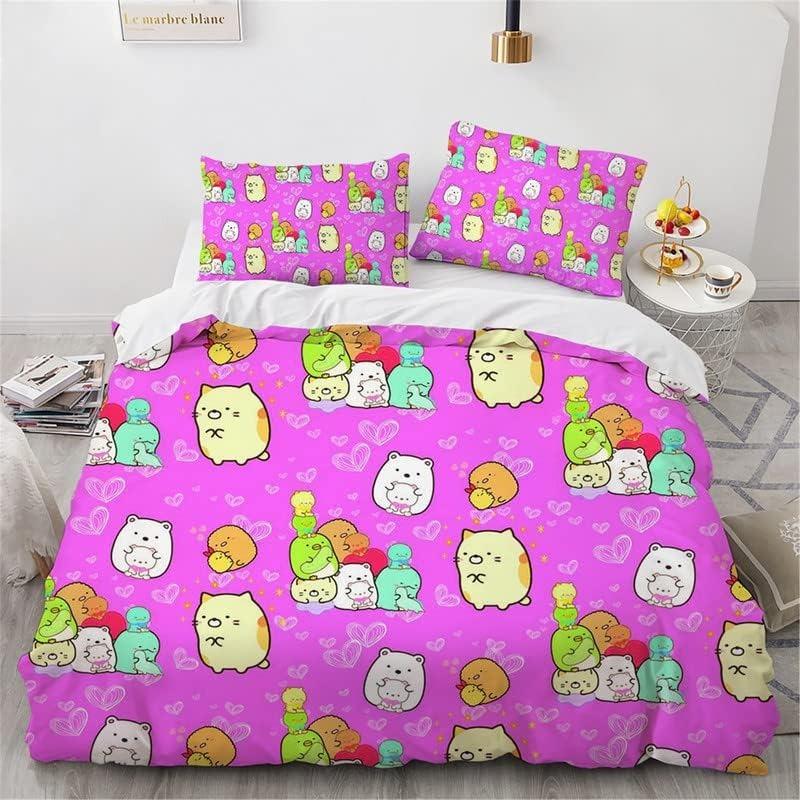 Japansk Tecknad Sumikko Gurashi Anime Sängkläder Set Kawaii Söt Sumikkogurashis Påslakan Täcke Örngott Queen King