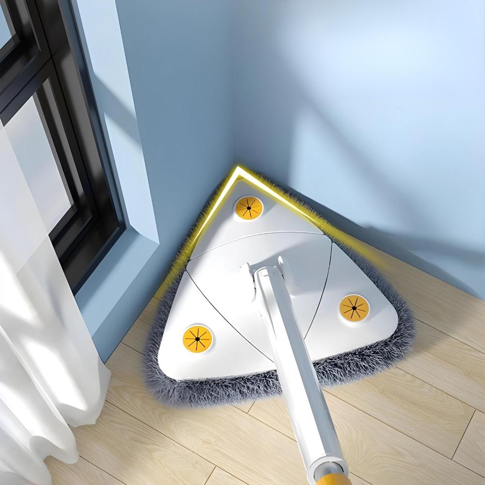 Rotating flat triangular mop, white