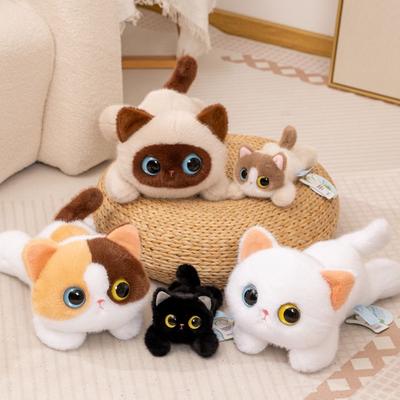 Realistic Texture Big Eyes Cat Plush Toy Cute Siamese Cat  Plush Doll  Home Decoration