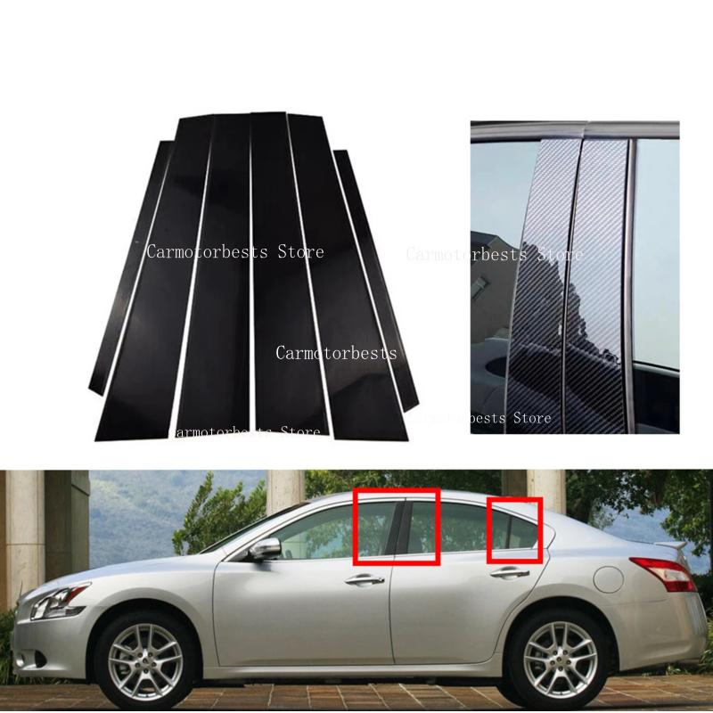 6pcs Gloss Black Pillar Posts Door Trim Fit For Nissan Teana J32 2009 2010 2011 2012 Silver Carbon  Window Sticker Cover
