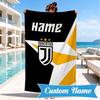 Custom Name Beach Towel Juventus Crest Microfiber Beach Towel, Lightweight for Summer Travel, Swimming Pool Fan Birthday Gift