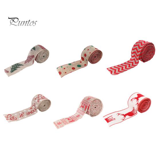 5m Christmas Decoration Ribbon Merry Christmas Tree Elk Snowflake Red Green Dots Let It Snow Gift Packing Xmas Bow Gifts Wrapping Ribbon