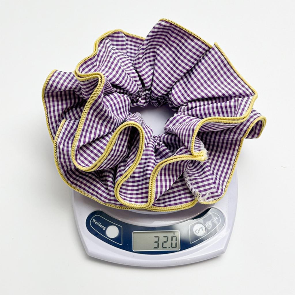 Retro Korean Style Plaid Ruffles Double Layer Hair Ties for Women and Girls Fashionable Oversized Scrunchies