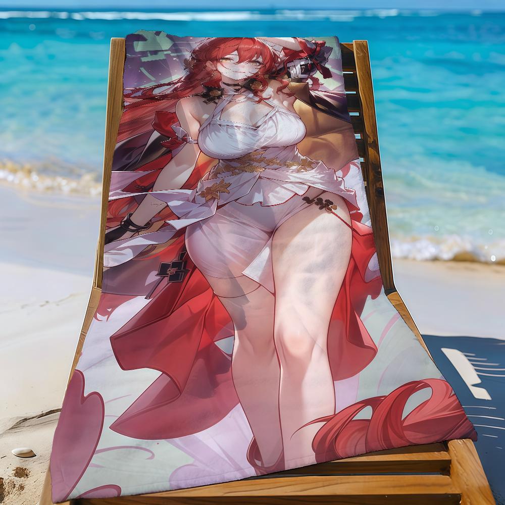 H-Himekos Game H-Honkais Star Rail Towel Sports Quick Dry Travel Camping Gear Sandproof Soft Light Large Beach Towel