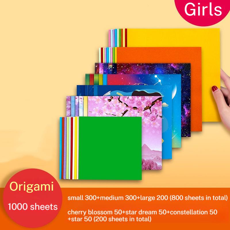Square Origami Paper Double Sides Solid Color Folding Lucky Wish Paper Crane Multicolor Handmade DIY Scrapbooking Craft Decor