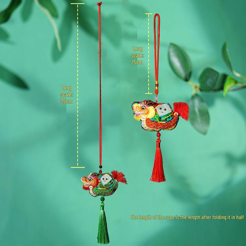 Dragon Boat Festival Embroidered Tiger Sachet Car Pendant - Ethnic Style Ornament