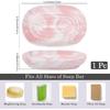 CREATCABIN Ceramics Soap Dish Soap Holder Pink Texture Handcrafted Fancy Multi-Purpose Soap Bar Holder Marble Textures Oval Soap Tray Non-Slip for