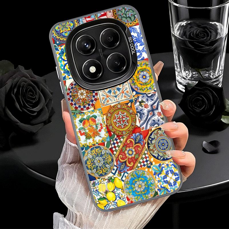 Italian Sicilian Style Floral Pattern Soft Phone Case for Xiaomi Redmi Note 13 14 15 Pro Plus 12S 12 11S 11 11T 10S 10 Shockproo
