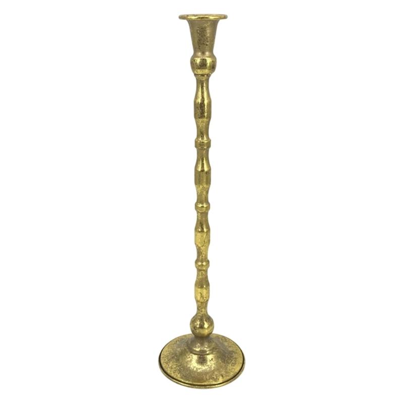 Metal Tapers Cand Holders Wedding Table Candlestick Stand in Antique Gold Iron for Entryway Displays and Standard 2.1 Cm Opening for Event Display